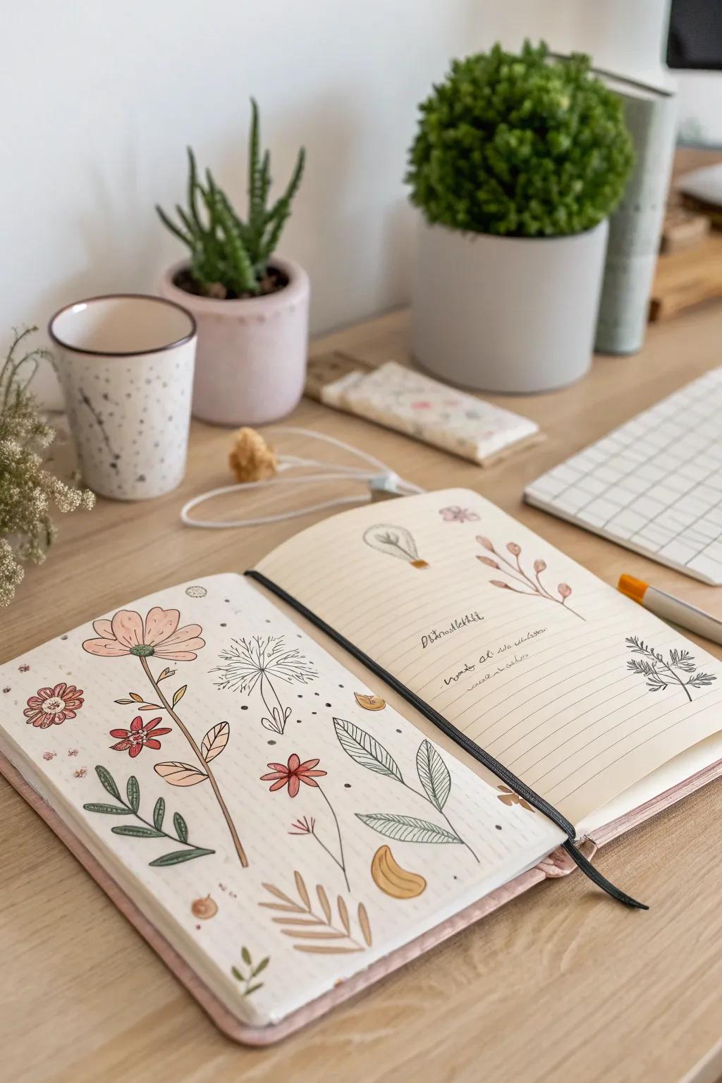 Welcome simplicity and imagination using hand-crafted scribbles in your scrapbook.