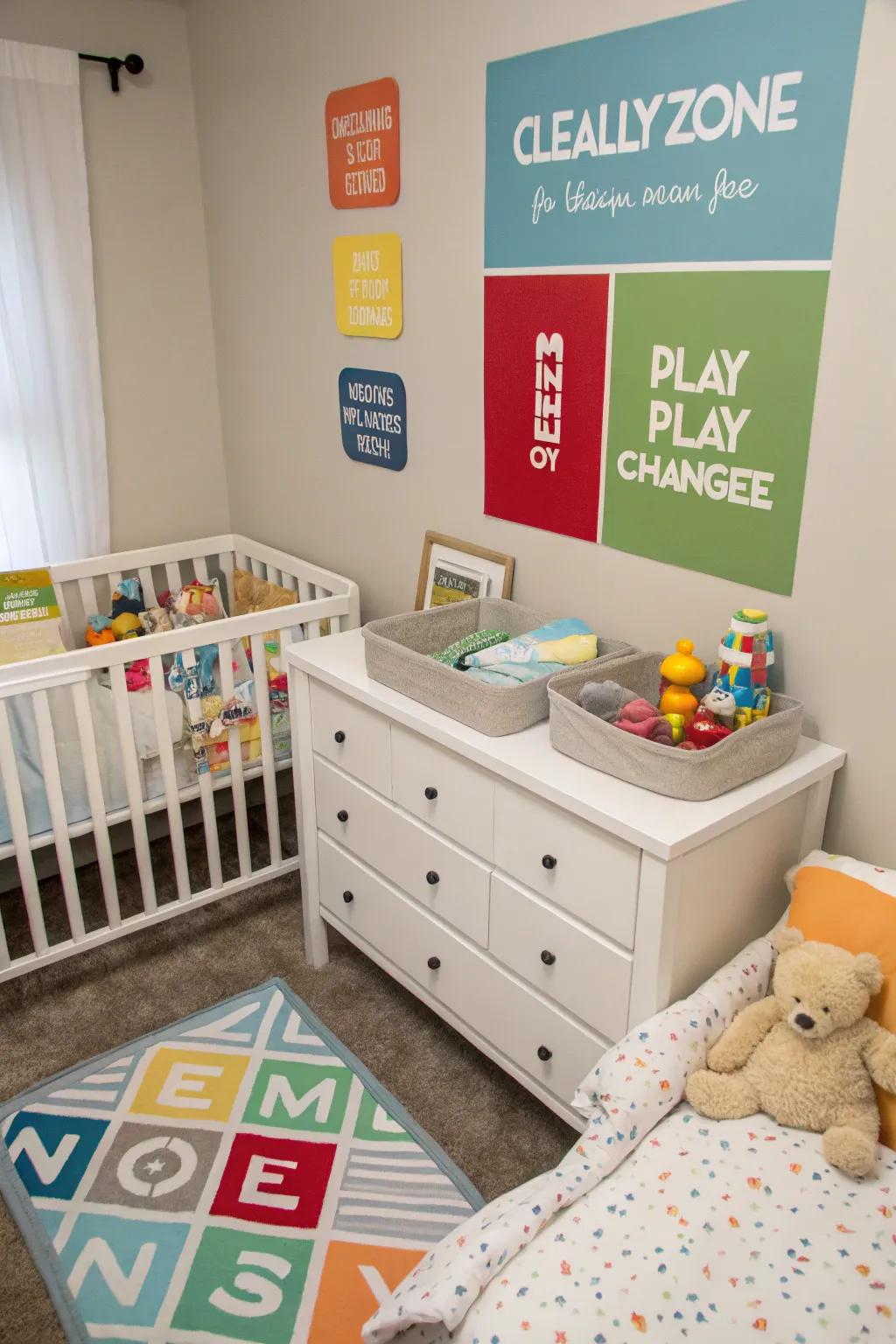 Defined spots optimize the nursery's functionality.