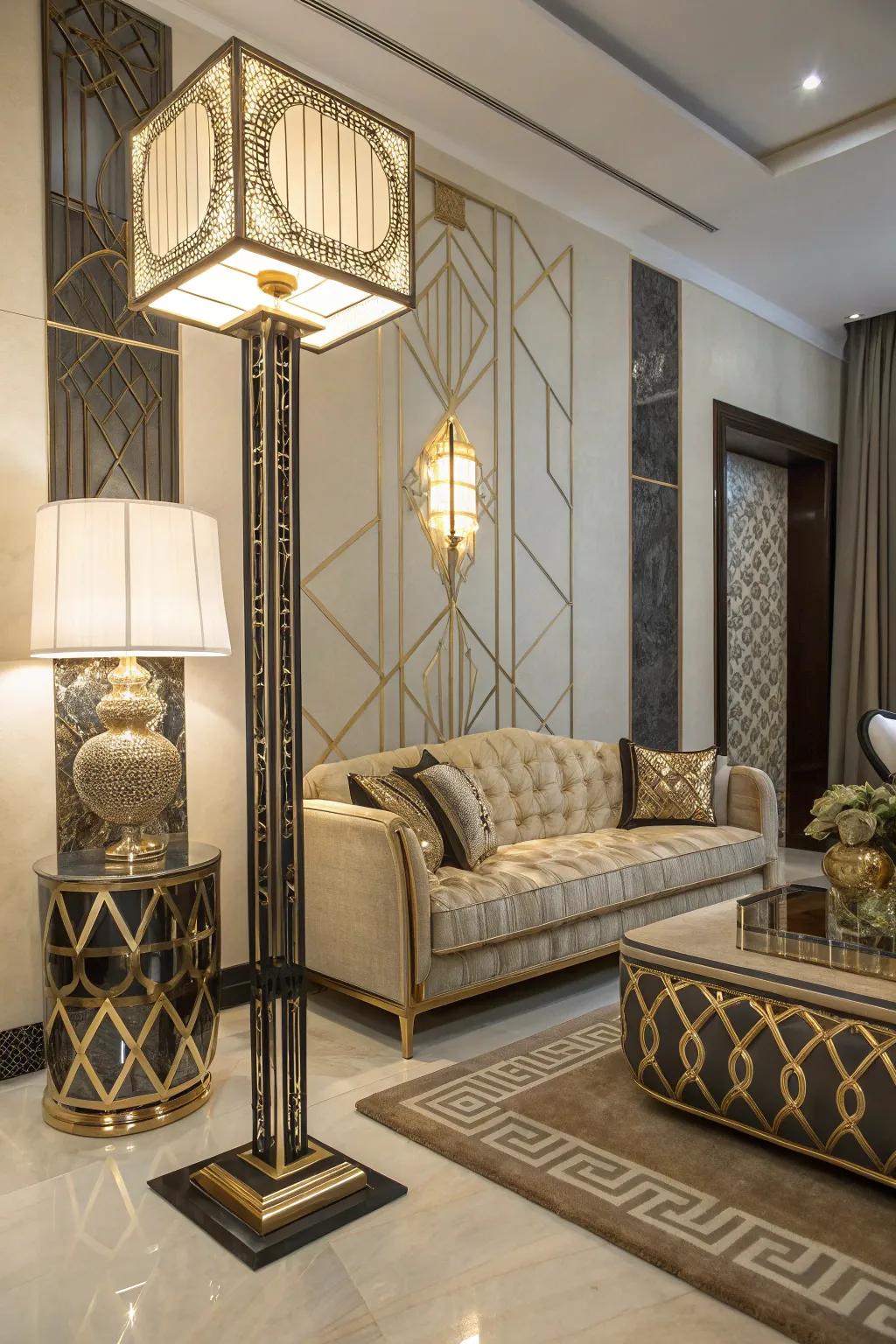 Bring glamour to your space with an Art Deco-inspired floor lamp.