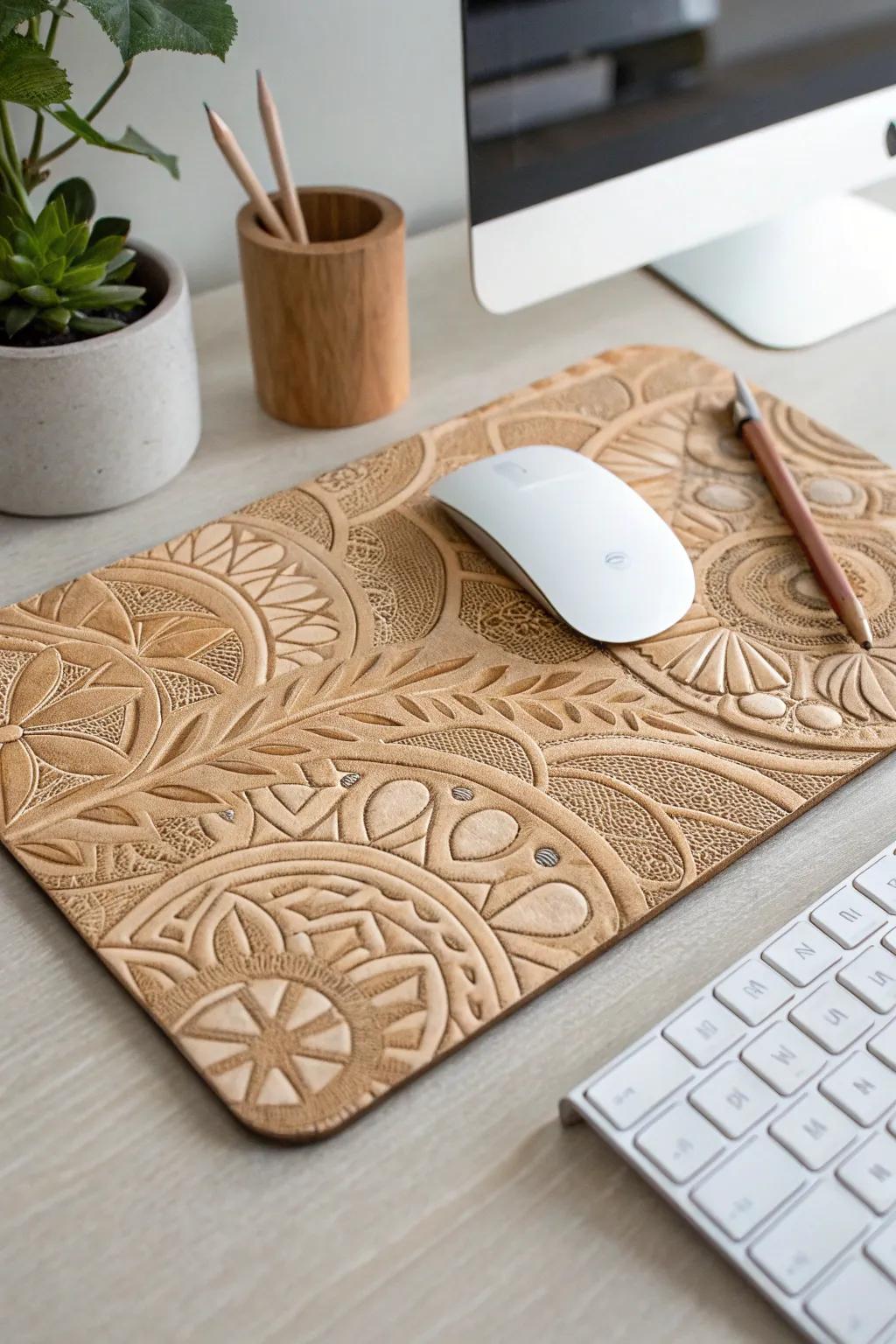 Elevate your workspace by means of a trace of artistry—uncover the elegance of personalized hot glue designs on your mouse mat.