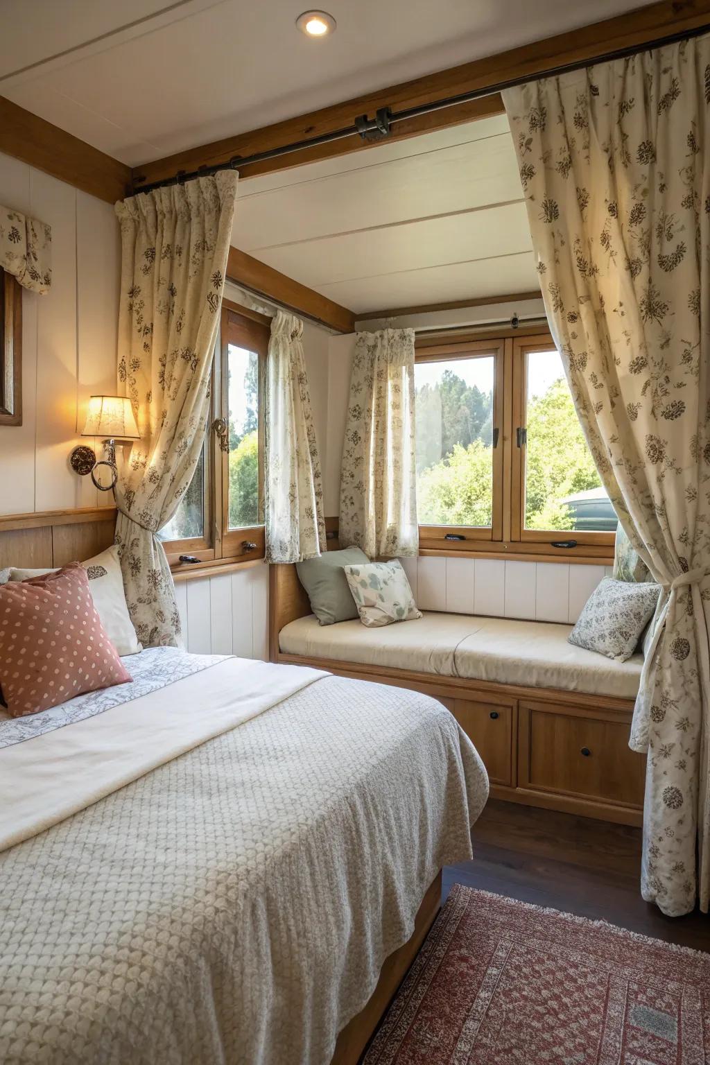 Bistro curtains offer charm and privacy, perfect for cozy settings.