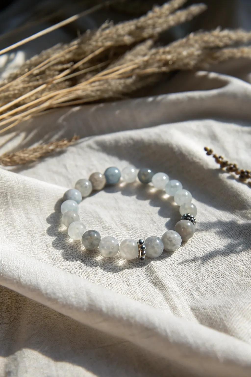 Embrace the ageless grace of a monochrome glass bead bracelet.