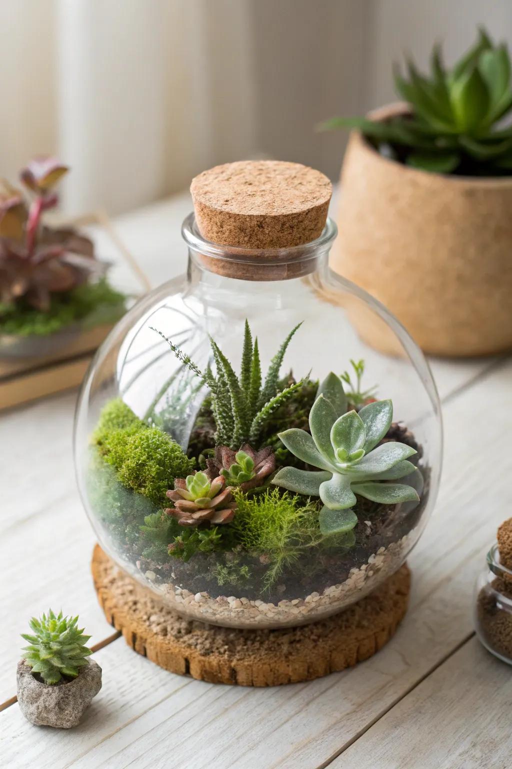 Introduce a hint of serene verdure into your residence with this exquisitely crafted DIY plant environment.