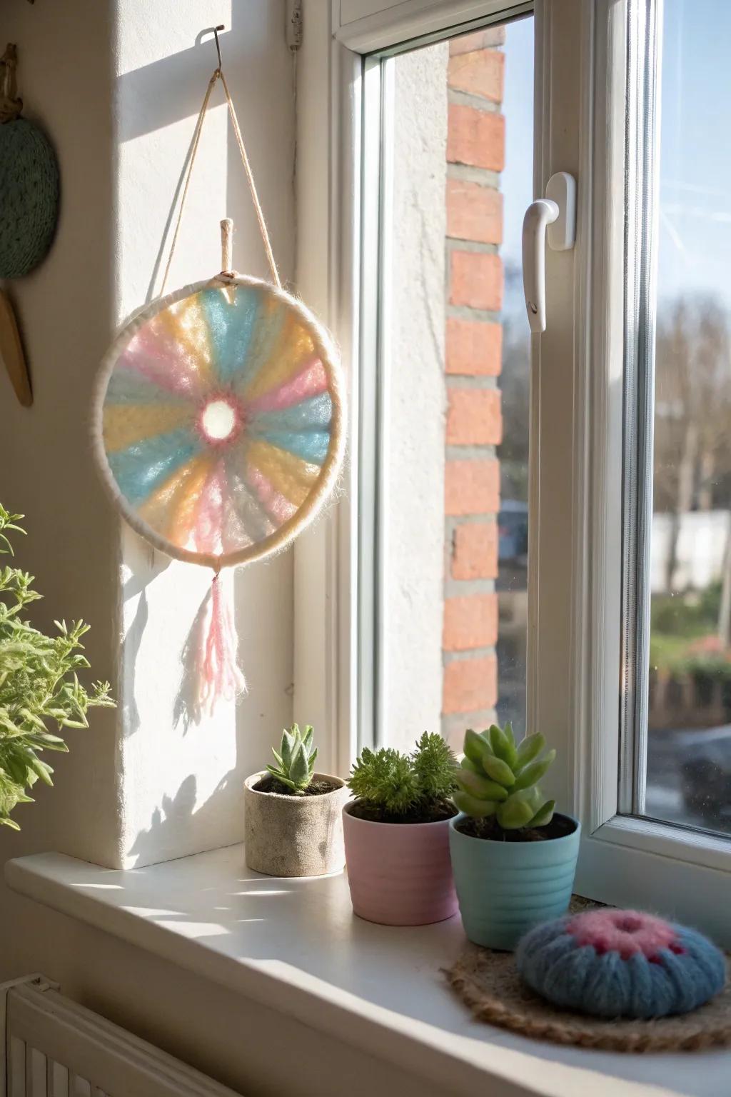 Illuminate your space with the vivid allure of felted sun catchers, where artistry meets natural beauty.