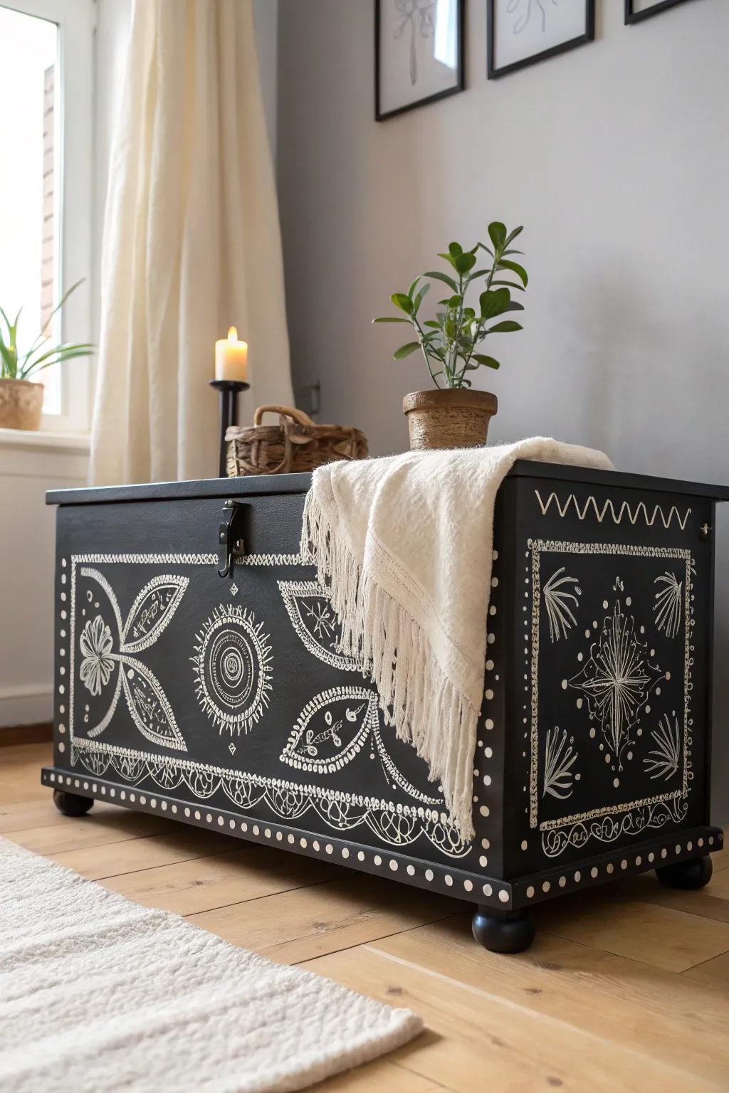 Ageless elegance: A monochrome cedar chest that effortlessly enriches any decor theme.
