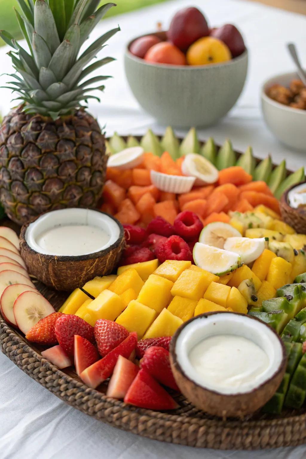 Natural husk bowls add authenticity and charm to your tropical setup.