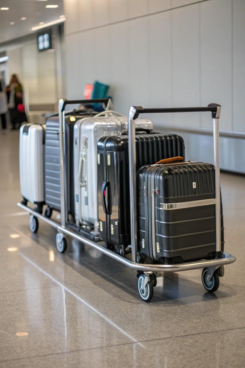 A wheeled platform keeps your luggage mobile and arranged.