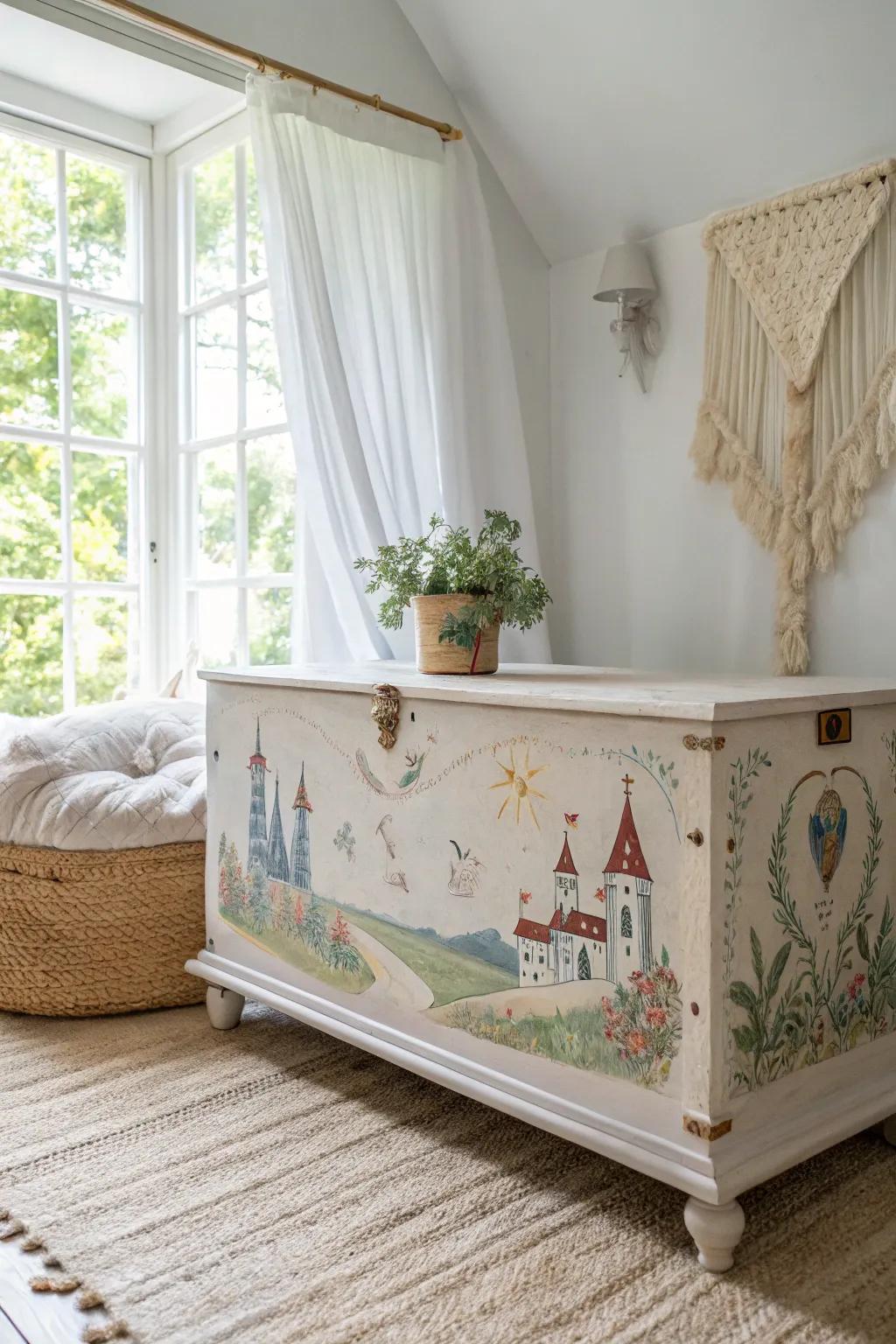 Infuse a sprinkle of fairytale enchantment into your dwelling using whimsical hand-painted cedar chests.