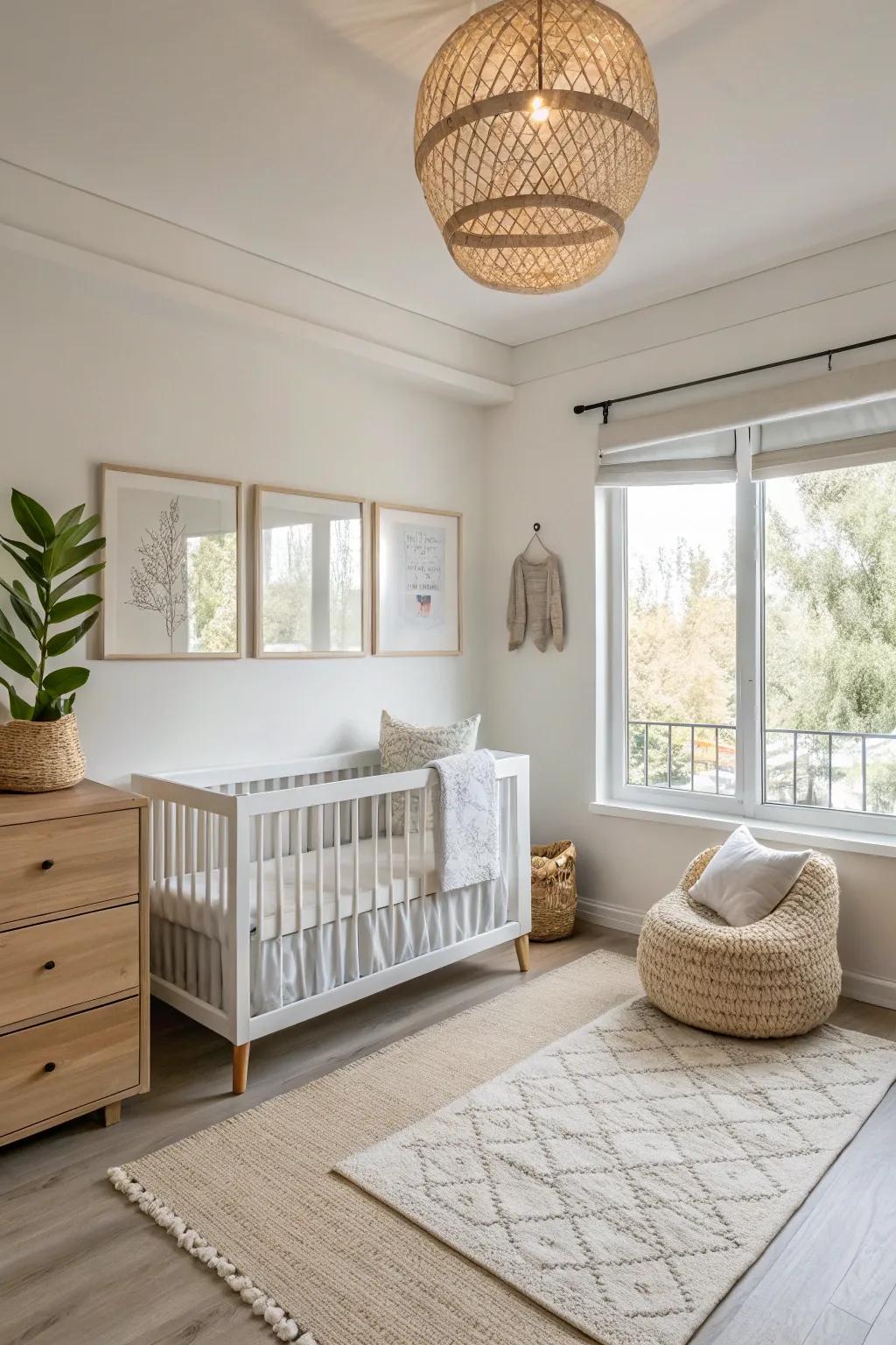 A pure nursery designs a peaceful and serene sanctuary.