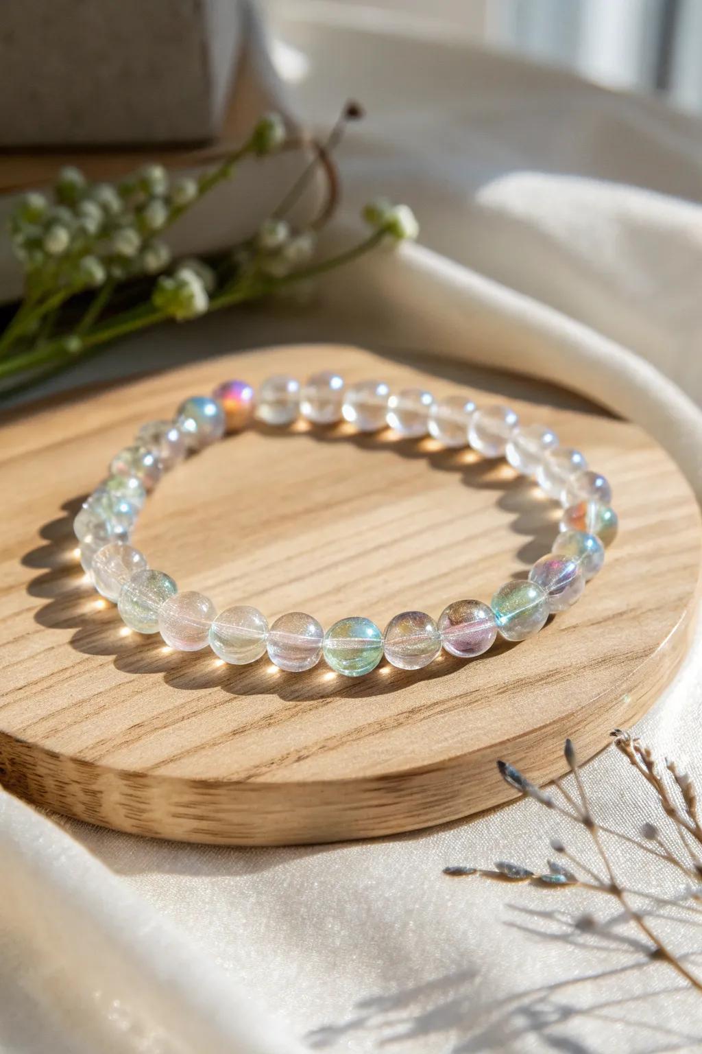 Embrace the enchantment of the northern lights through this aurora spectral bead bracelet. 🌌✨ #ScandinavianMinimalism #BohoElegance