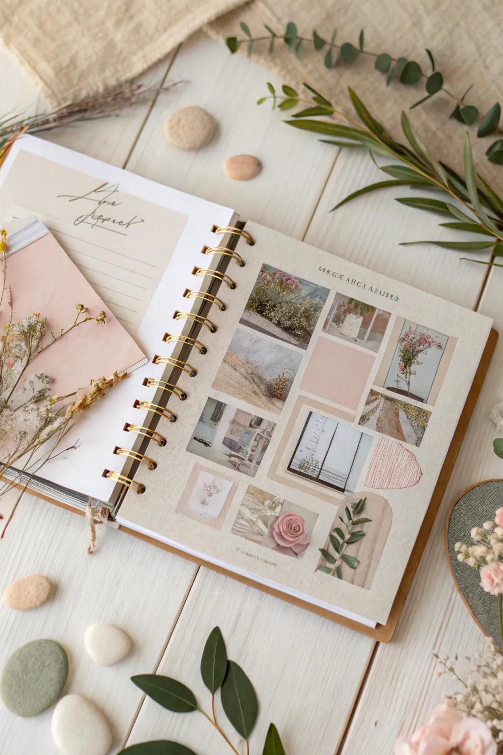 Craft your aspirations into actuality using an inspiration board journal. Discover motivation in simplicity and classiness.