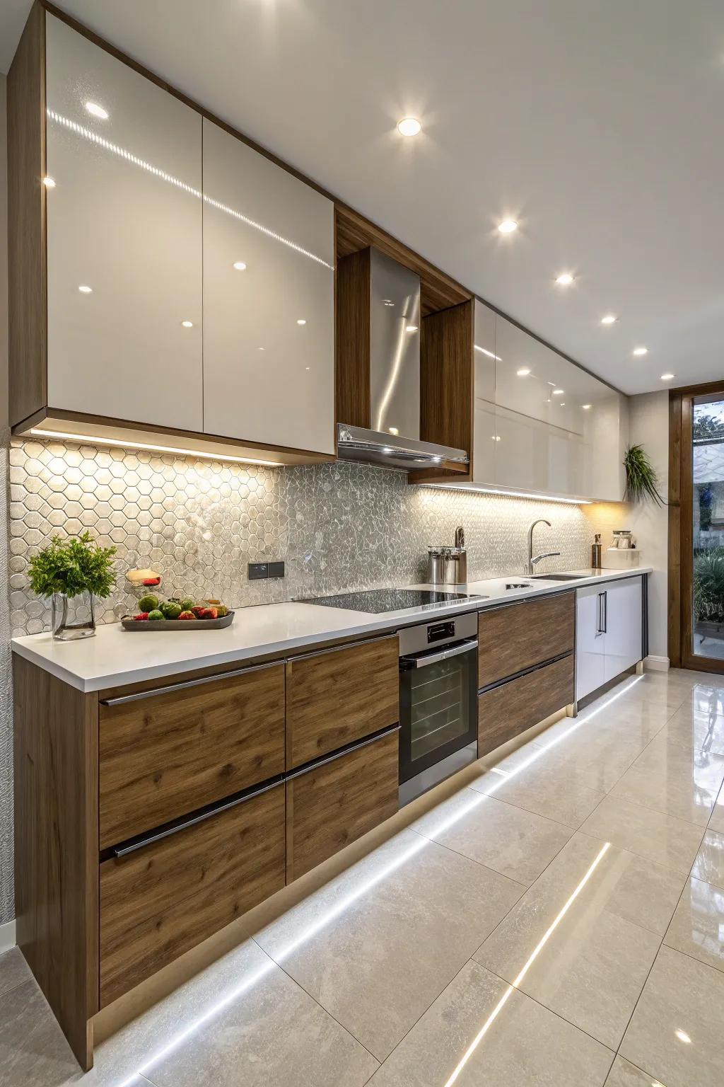 High-sheen quartz reflects light, which contributes brightness and spaciousness.