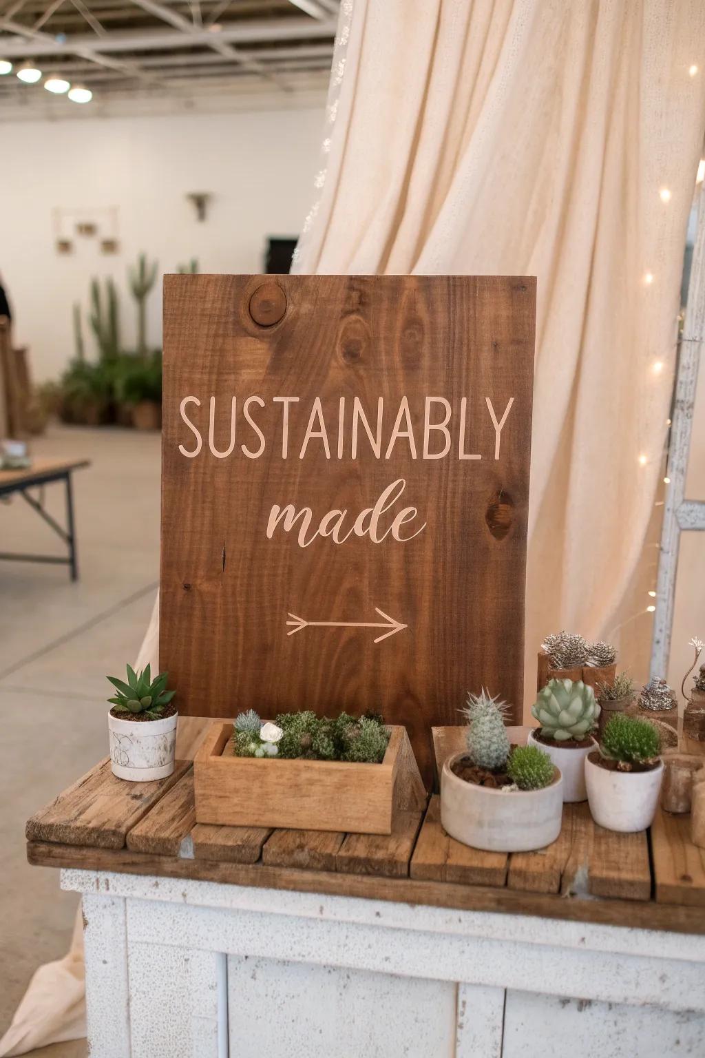 Crafted with care, <strong><em>showcasing sustainability in style</em></strong>. #EcoChic #SustainableCrafts” loading=”lazy” class=”pimg”>
	</picture><figcaption>Crafted with care, <strong><em>showcasing sustainability in style</em></strong>. #EcoChic #SustainableCrafts</figcaption></figure>
<p>Highlight your sustainable practices with subtle signs. I often mention my use of recycled materials, which resonates with eco-conscious customers.</p>
<h3>Possibly helpful picks:</h3>
<ul class=