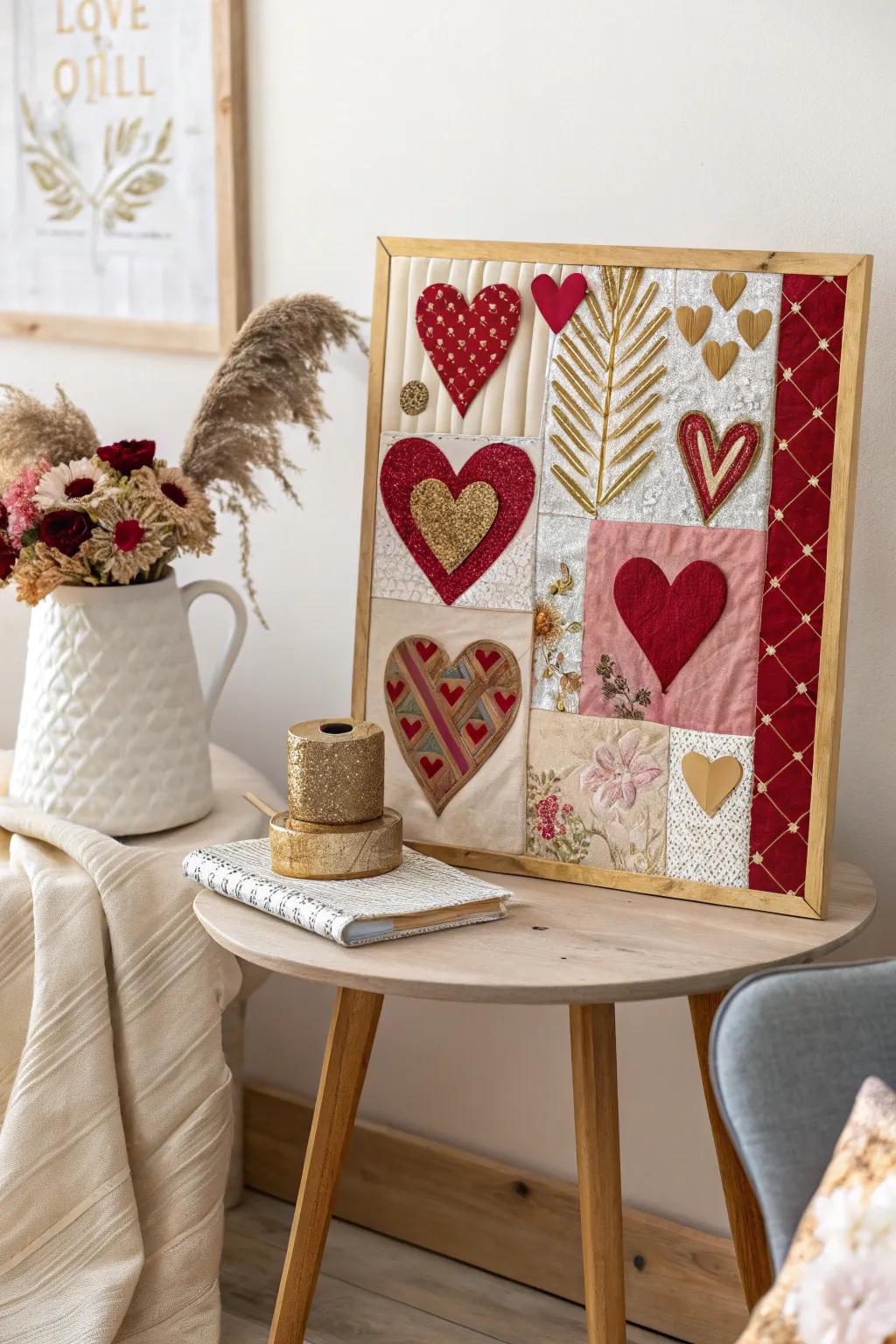 Celebrate affection with a handcrafted touch: A mixed media Valentine's Day poster that speaks volumes in simplicity and texture.