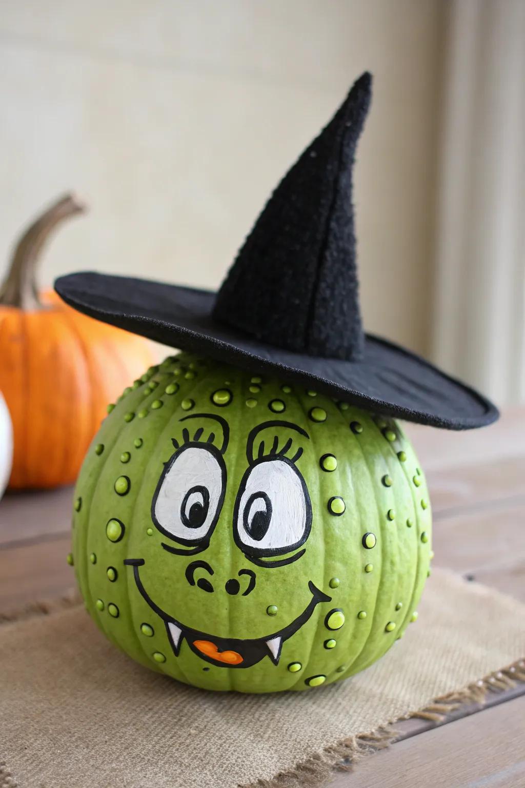 Step into the season's magic with this unique, witch-inspired gourd creation!