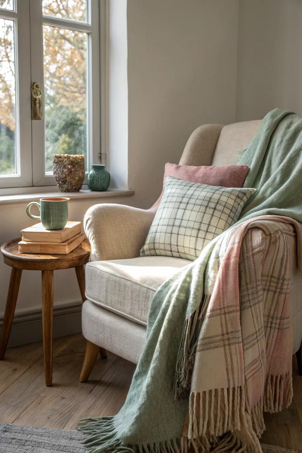 Change your living space into a peaceful, fashionable sanctuary with layered textiles and comforting textures.