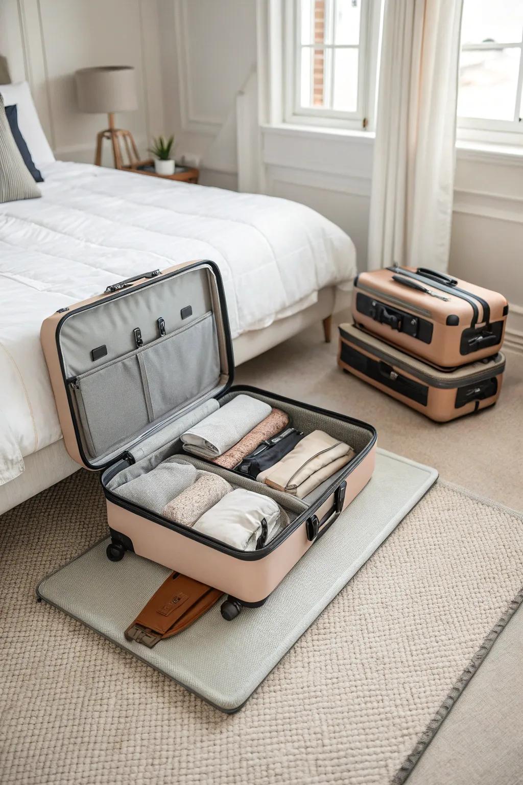 Nest smaller suitcases in bigger ones to optimize space.