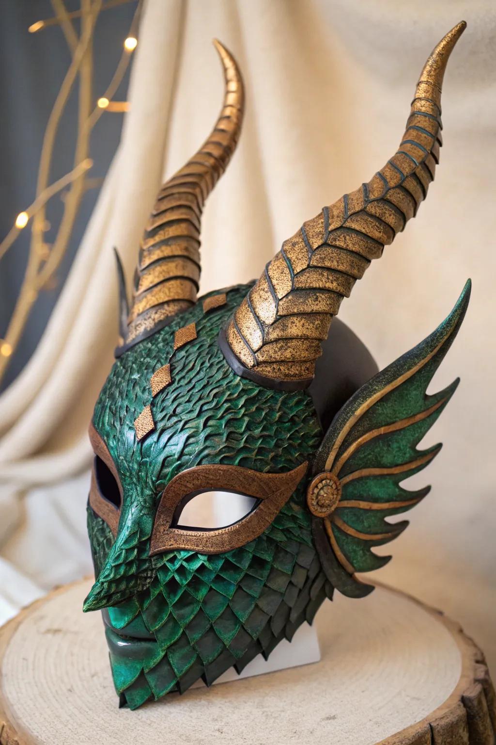 Reveal your inner mythical creature with this uniquely crafted creature mask, a meeting point of fantasy and refined simplicity.
