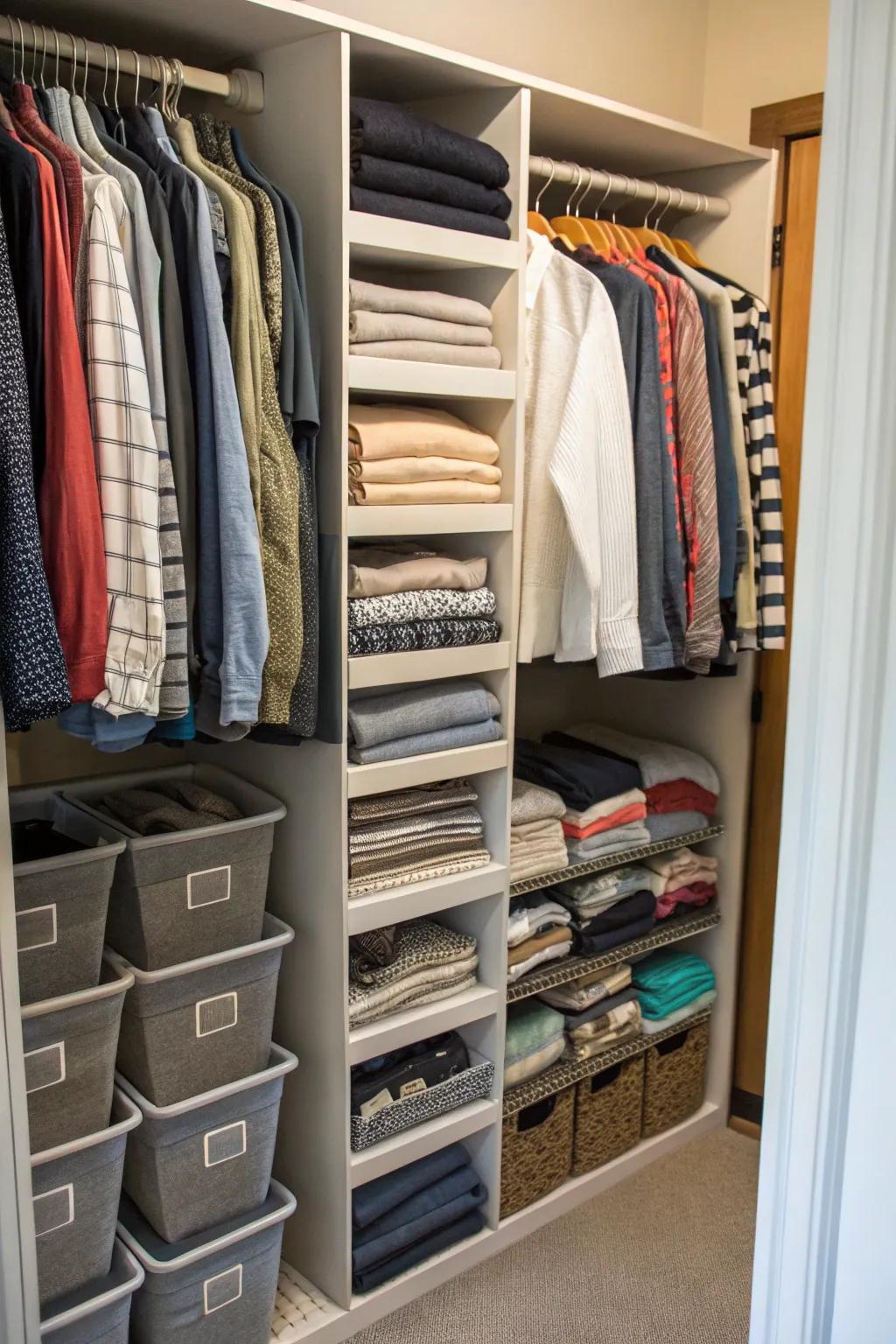 Shelf separators ensure your folded garments are tidy and easy to access.