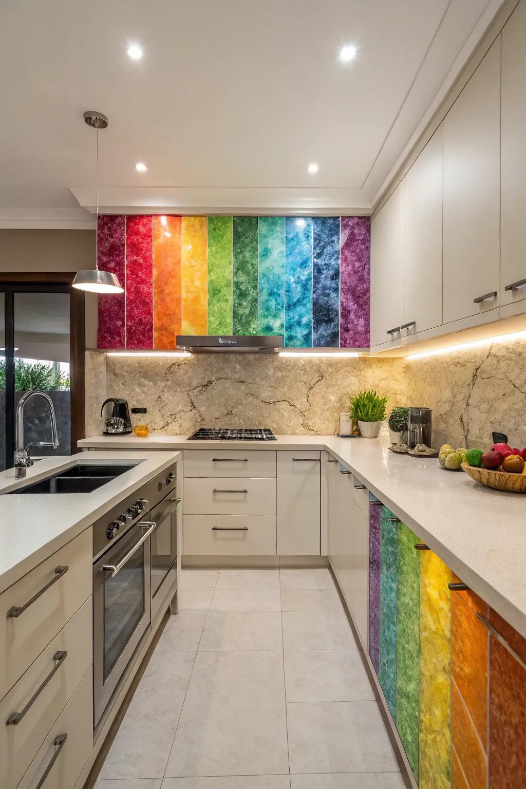 A vibrant quartz guard infuses character and vibrancy into any kitchen.