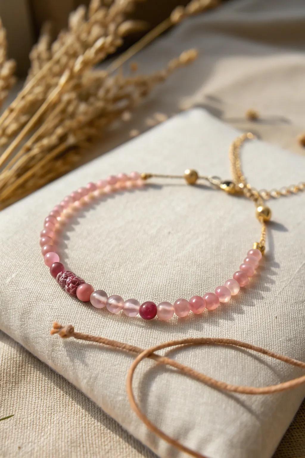 Revel in the subdued sophistication of rose ombré in your accessories. Ideal for advancing from daytime chic to nighttime sophistication!