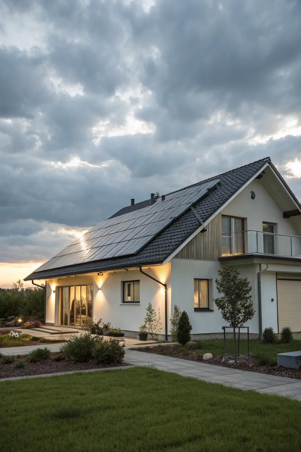 Solar tiles fuse energy efficiency with modern aesthetics.
