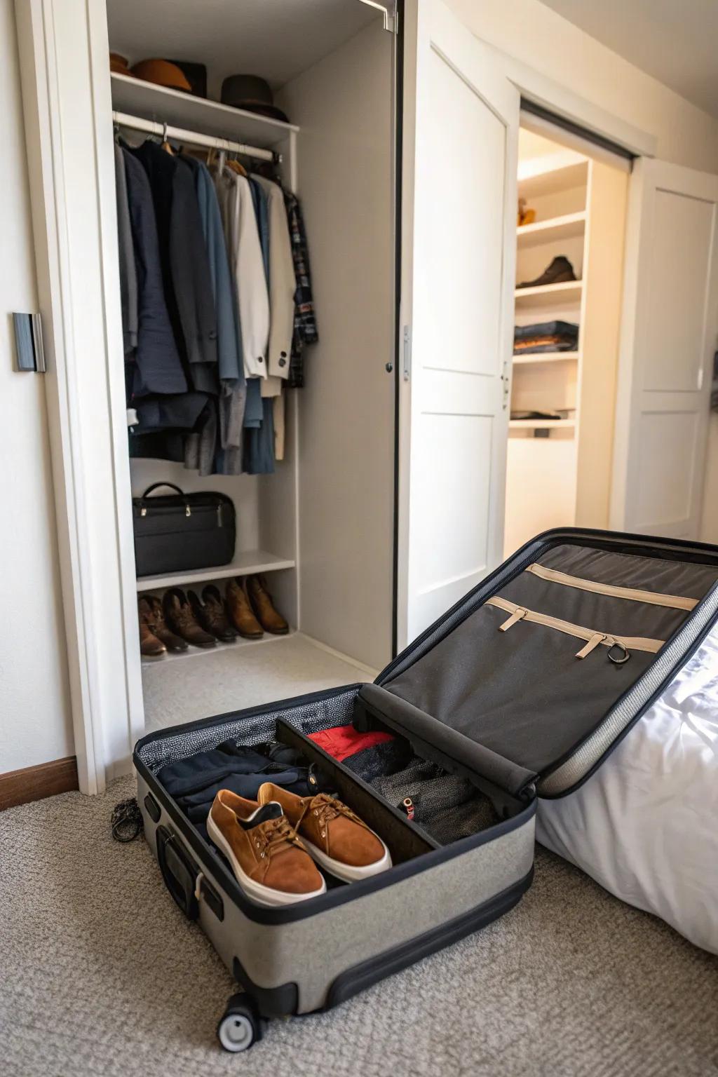 Reimagine a suitcase as a distinct shoe storage solution.