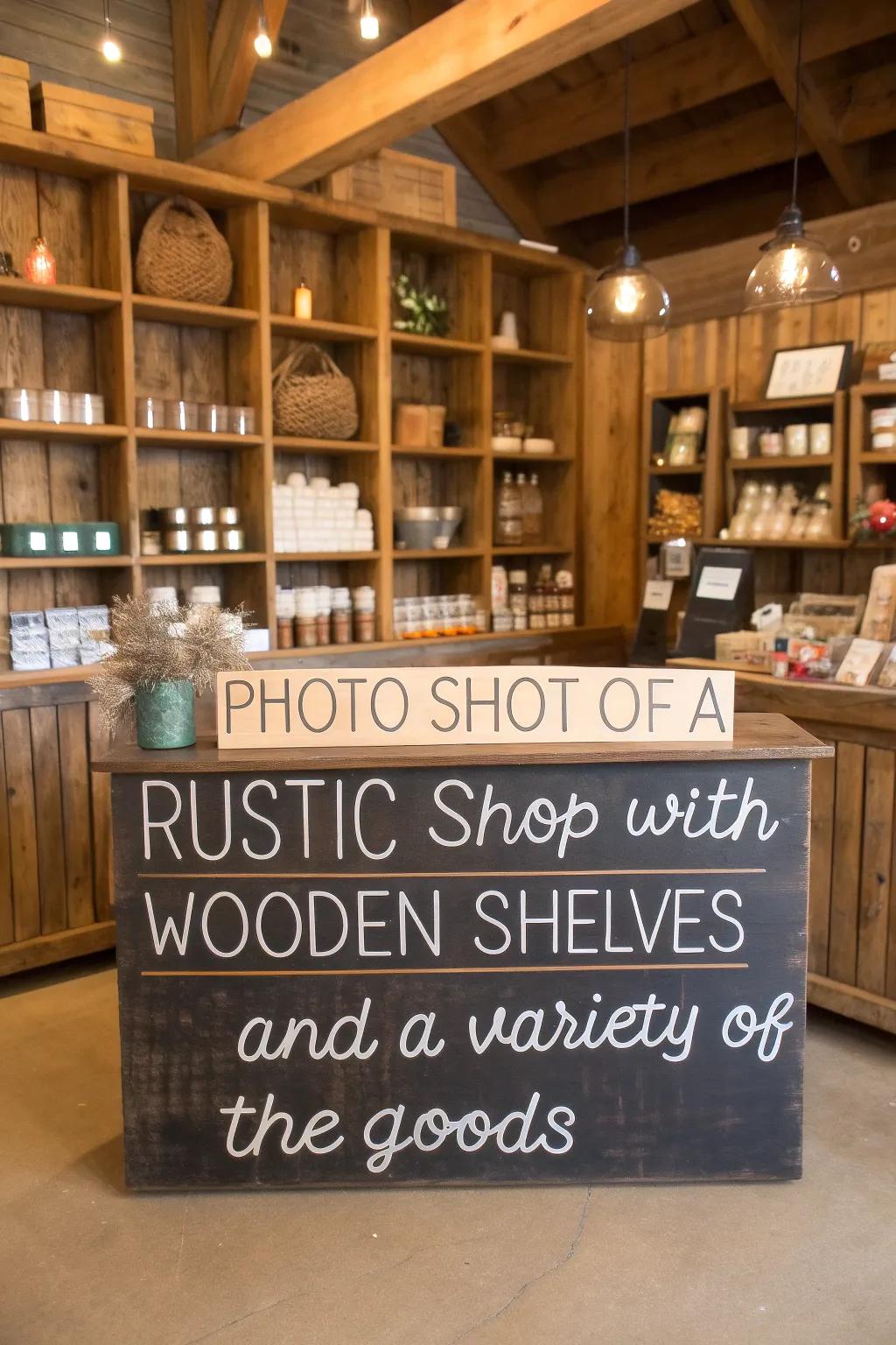 Slate inscriptions contribute a tailored nuance to this rustic boutique.