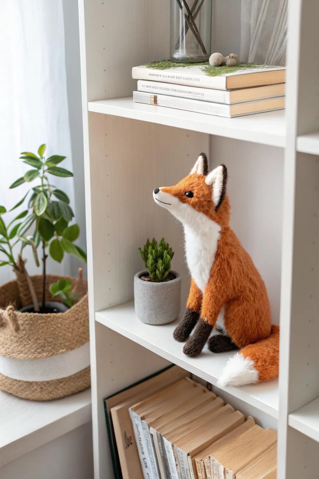 Bring a touch of playfulness to your home with this adorable felted fox, ideally suited for a minimalist setting.
