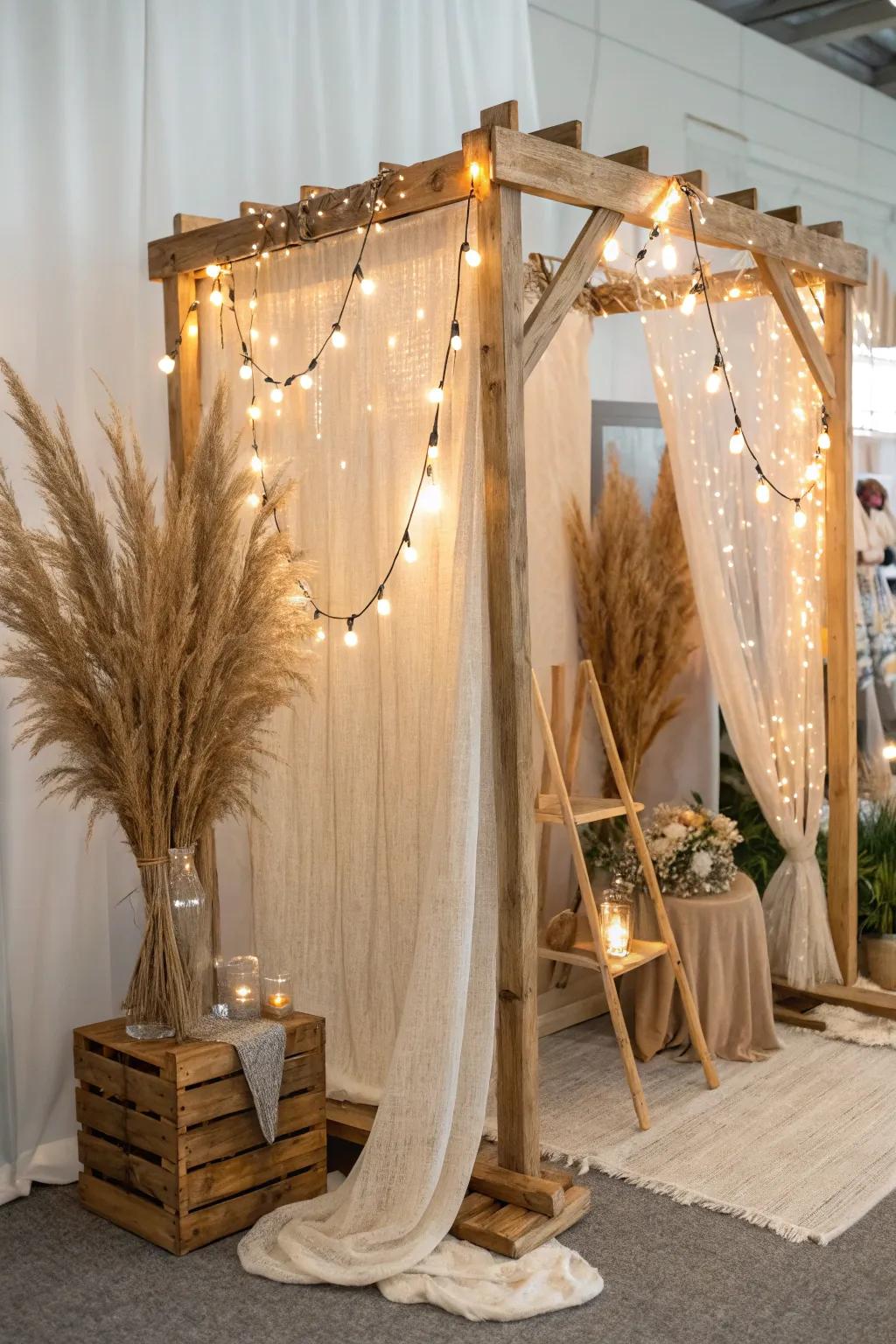 Turn your craft booth into a <strong><em>cozy escape</em></strong> using enchanting fairy lights.” loading=”lazy” class=”pimg”>
	</picture><figcaption>Turn your craft booth into a <strong><em>cozy escape</em></strong> using enchanting fairy lights.</figcaption></figure>
<p>String lights or lanterns can turn your booth into a cozy little retreat. I’ve used fairy lights to draw attention to my products, and they always work.</p>
<h3>You might like:</h3>
<ul class=