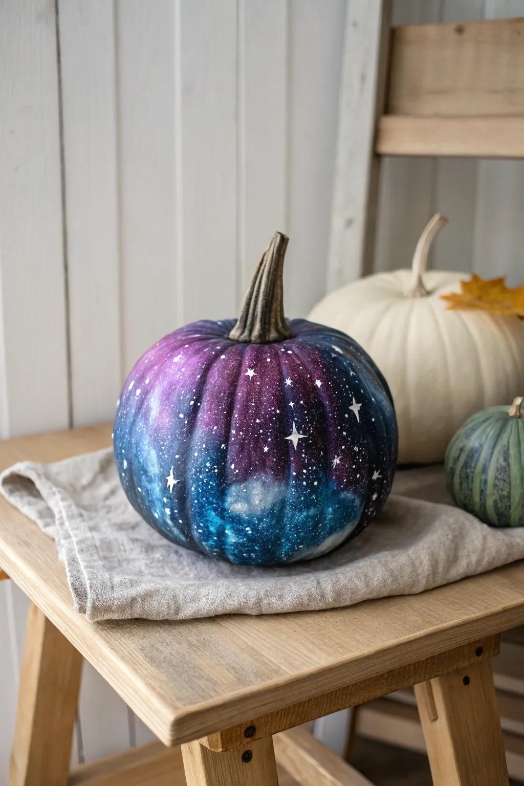 Turn your gourd into a cosmic wonder with space-inspired art. Ideal for blending simple style with beauty.