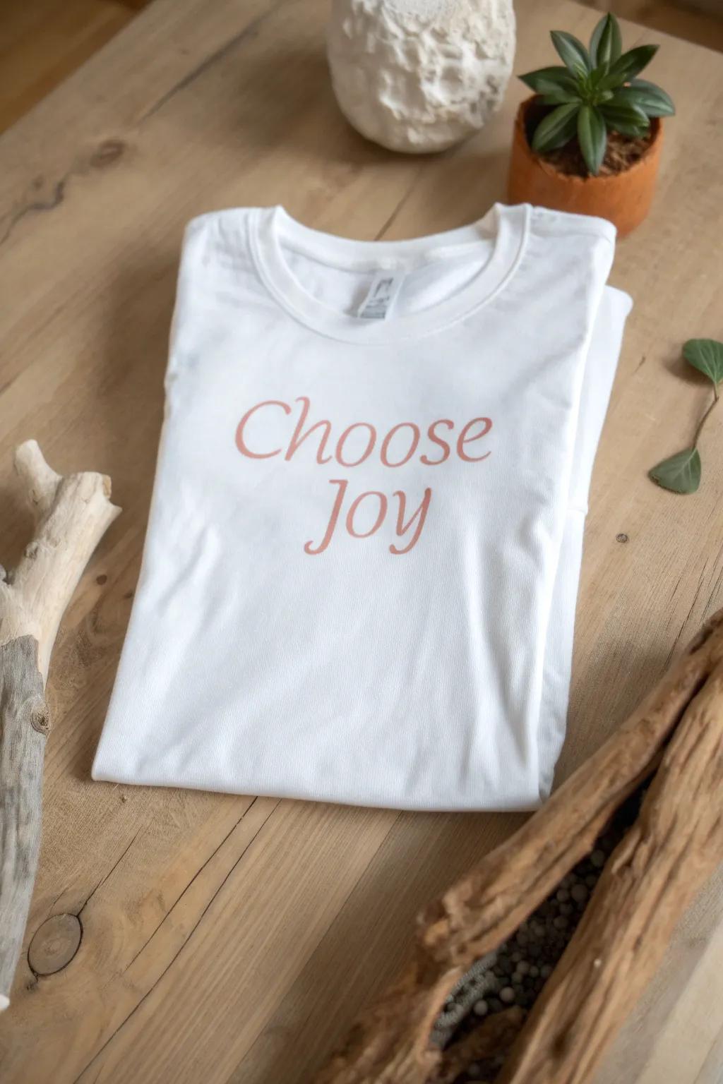 Embrace positivity with a hint of class - let your shirt speak volumes with simple charm.