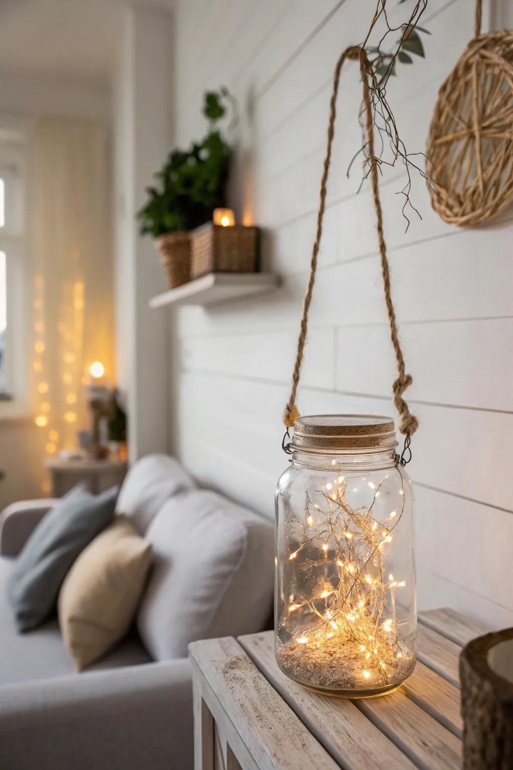 Light up your space using the enchanting glow of DIY mason jar lights.