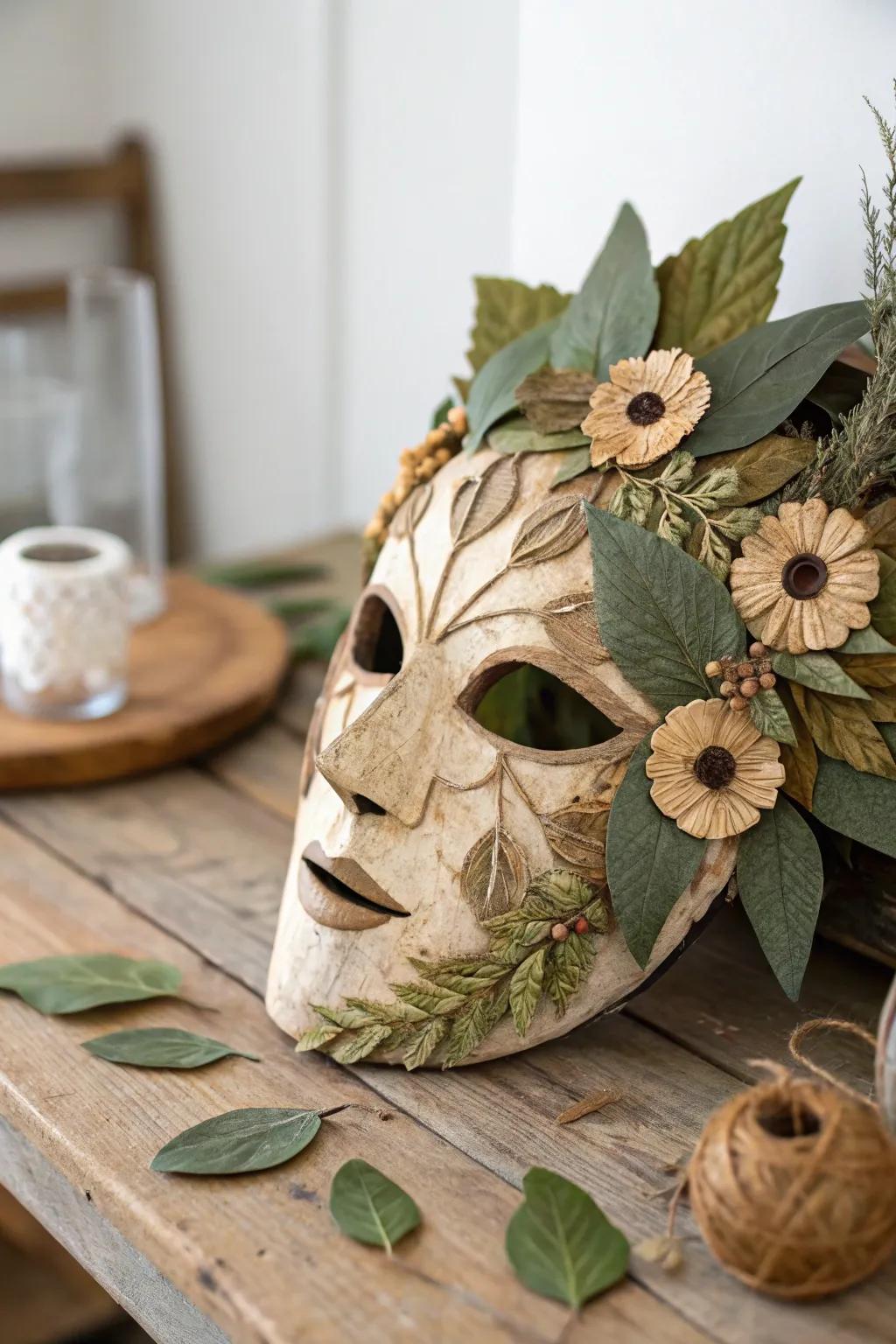 Experience the outdoors with this nature-inspired mask, where simplicity meets elegance.