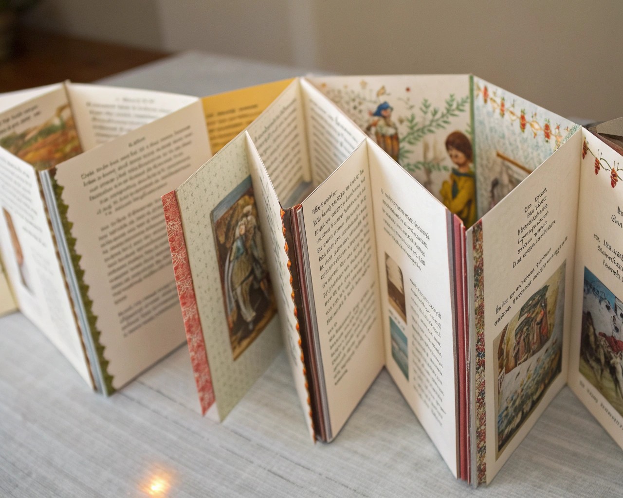 Accordion books beautifully blend form and function, ideal for sequential storytelling.