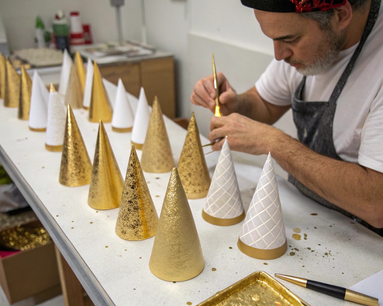 Applying gold details elevates the handmade paper from rustic to luxurious.