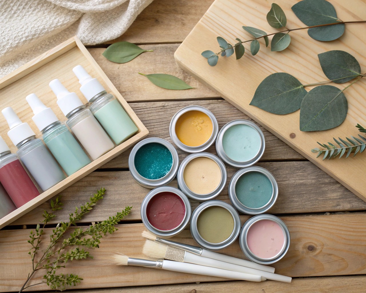 Essential paints and tools for transforming wood into colorful garden stakes