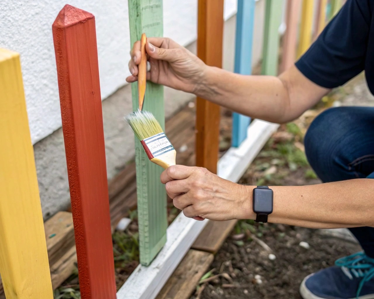 Finalizing and installing painted stakes to harmonize with any sustainable garden environment
