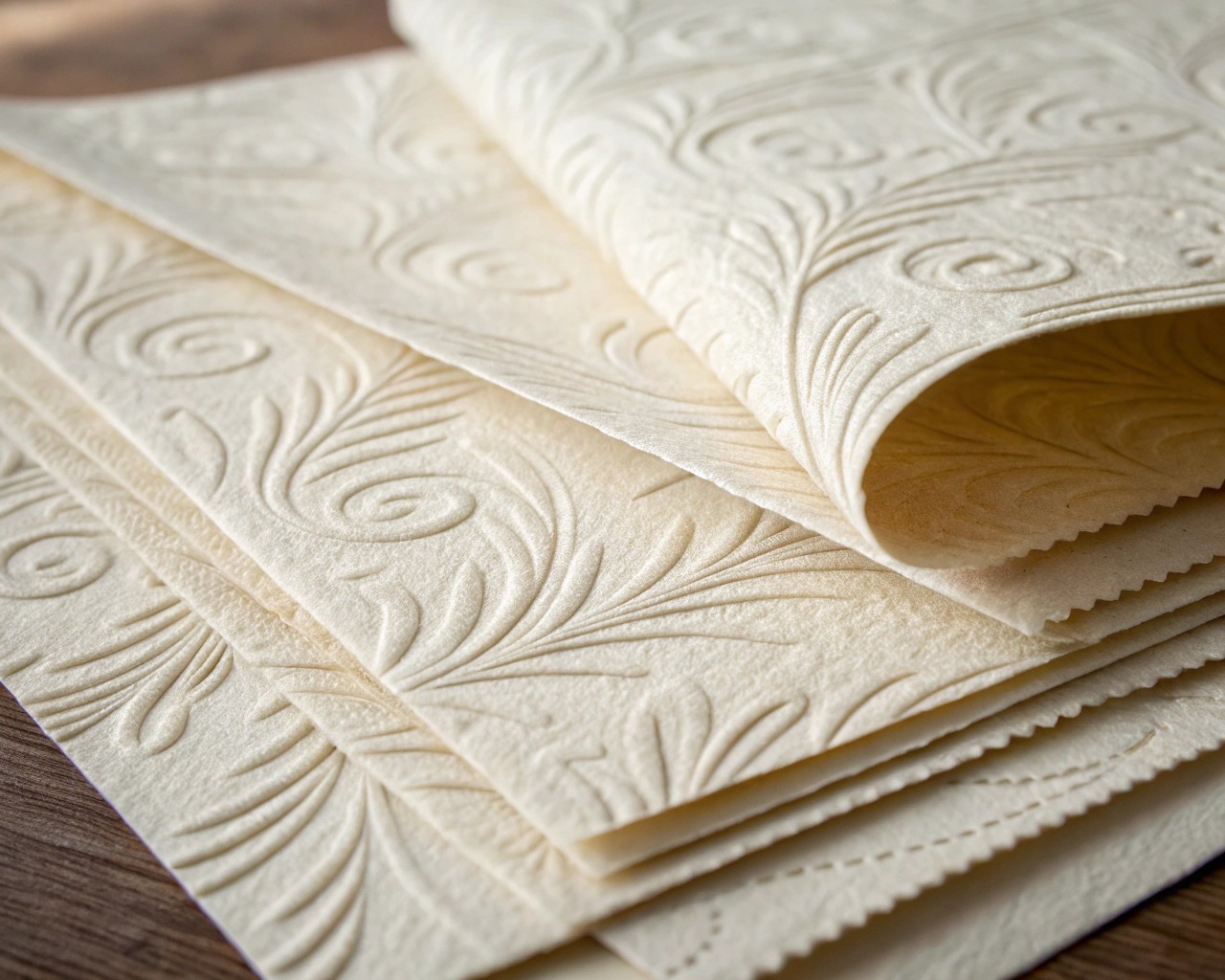 The pressing and drying process transforms wet pulp into sturdy handmade paper.